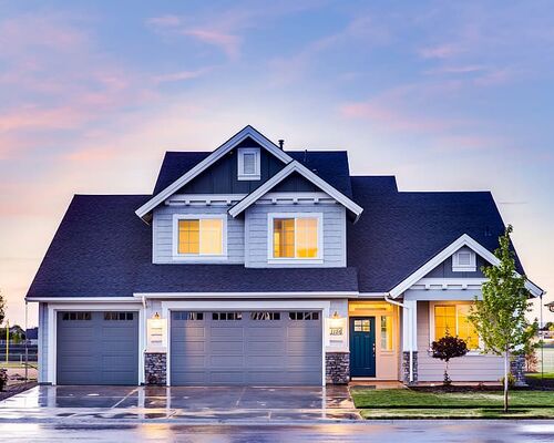architecture-family-house-front-yard-garage